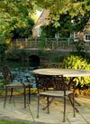 Seating area, Circular paving, Garden furniture,Evening entertaining area